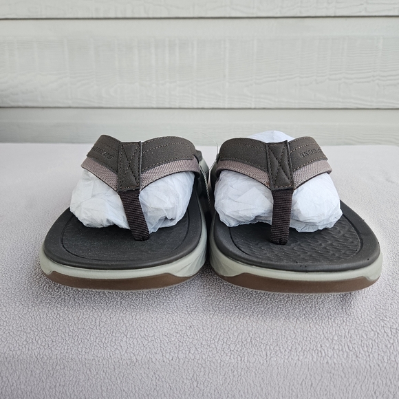 Skechers Silva Falco Thong Flip Flop Sandal Men 12 Brown Relaxed Fit Vegan - Picture 6 of 11